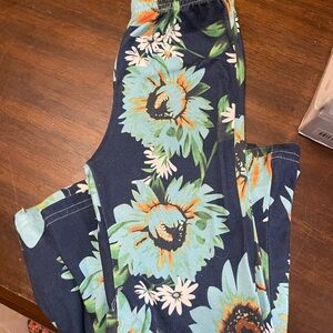 SHEIN Navy Blue Floral Kids Leggings